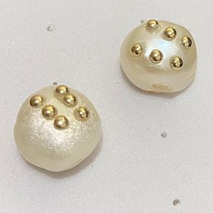 Faux Pearl with Gold Accents Stud Earrings Accessories Jewelry
